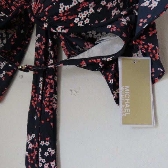 Michael Kors Floral Print Cap Sleeve Underwire Bikini Top - Picture 3 of 6